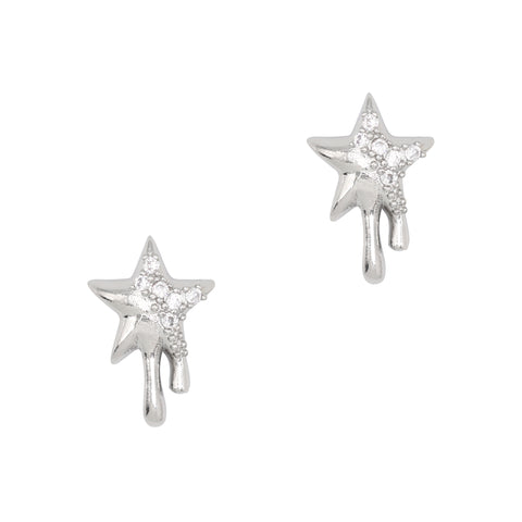 Star Drip Nail Zircon Charm Silver Melting 3D Jewelry Crystal Bling Trendy