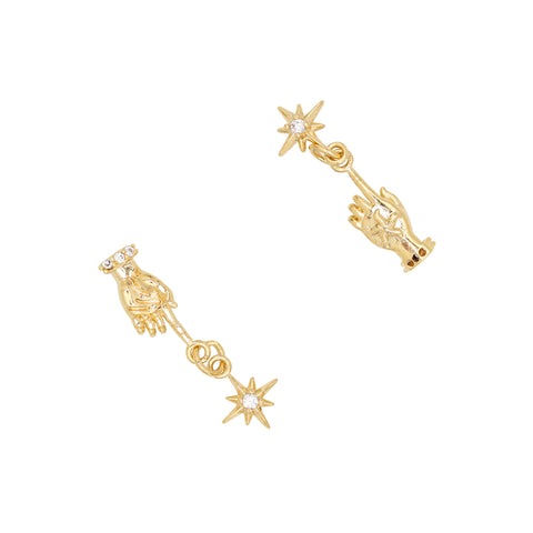 Cosmic Star Sparkle Hand Dangle Nail Zircon Charm 3D Gold Jewelry Mystical Celestial Trendy Crystal