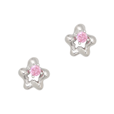 Abstract Star Nail Zircon Charm Silver Pink Crystal 3D Genz Trend Quality Celestial