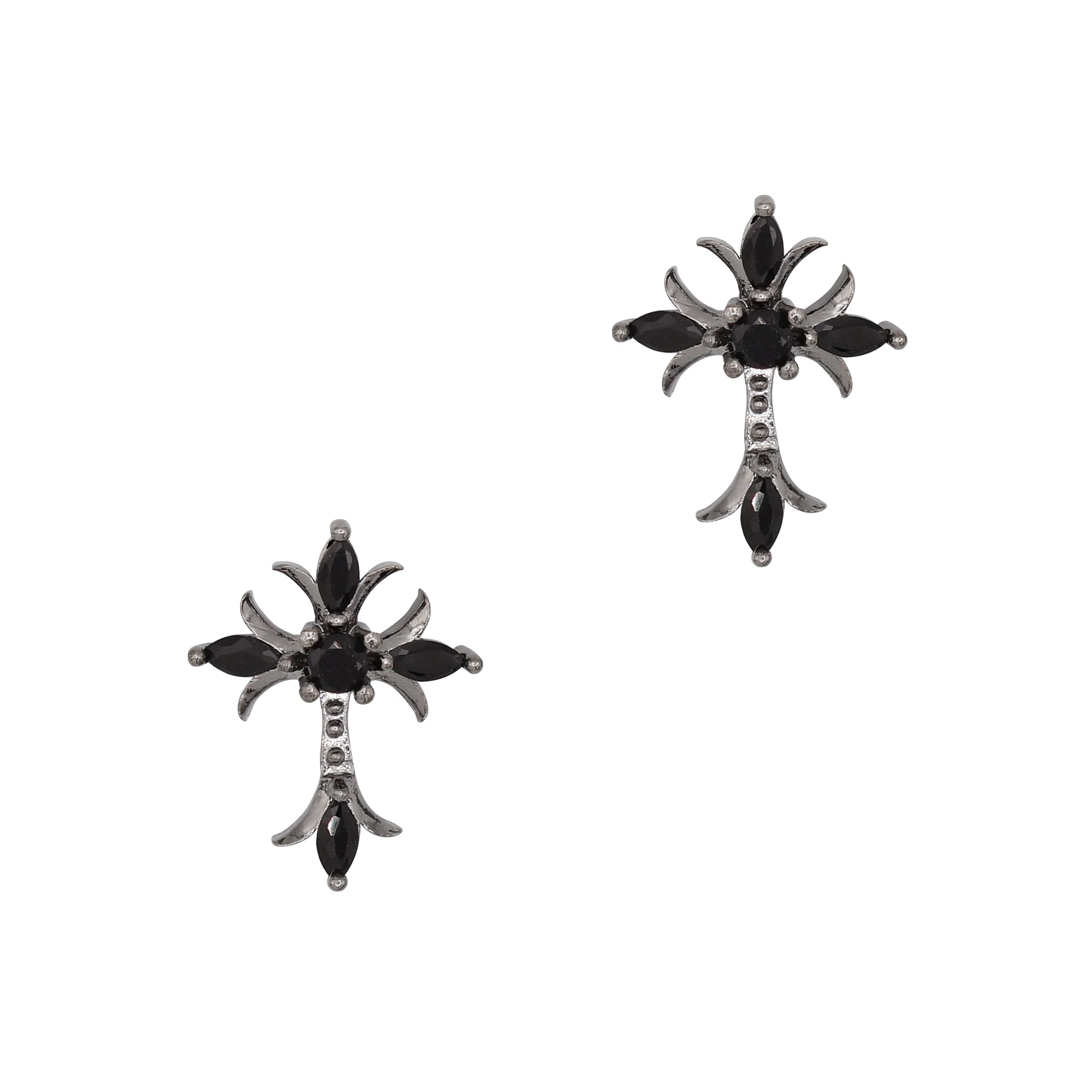 3D Nail Jewelry Midnight Cross / Zircon Charm / Gunmetal Goth Edgy Vibe