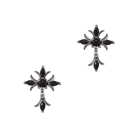 3D Nail Jewelry Midnight Cross / Zircon Charm / Gunmetal Goth Edgy Vibe