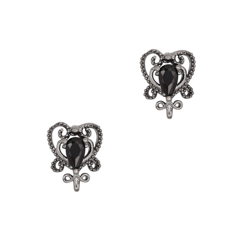 3D Nail Decor Jewelry Edgy Gothic Heart / Zircon Charm / Gunmetal