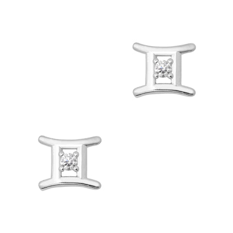 Gemini / Zodiac Sign Zircon Charm / Silver Nail Art 3D Studs Jewelry Celestial Horoscope