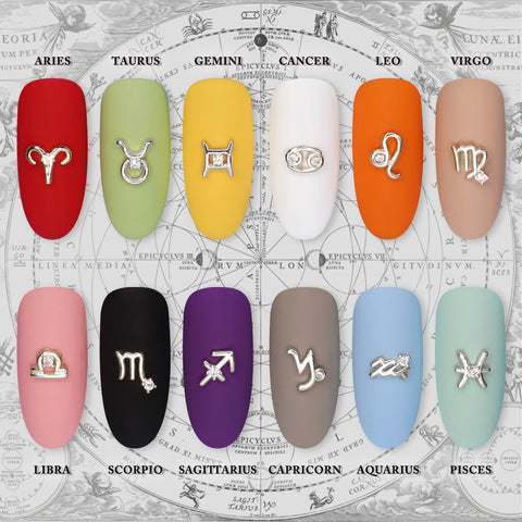 Taurus / Zodiac Sign Zircon Charm / Silver Nail Art 3D Horoscope Trend Celestial Design Crystal