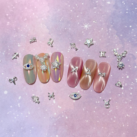 Mystical Star / Zircon Charm / Silver Nail Decor 3D Quality Celestial Sparkly Crystal GenZ Trend Zodiac