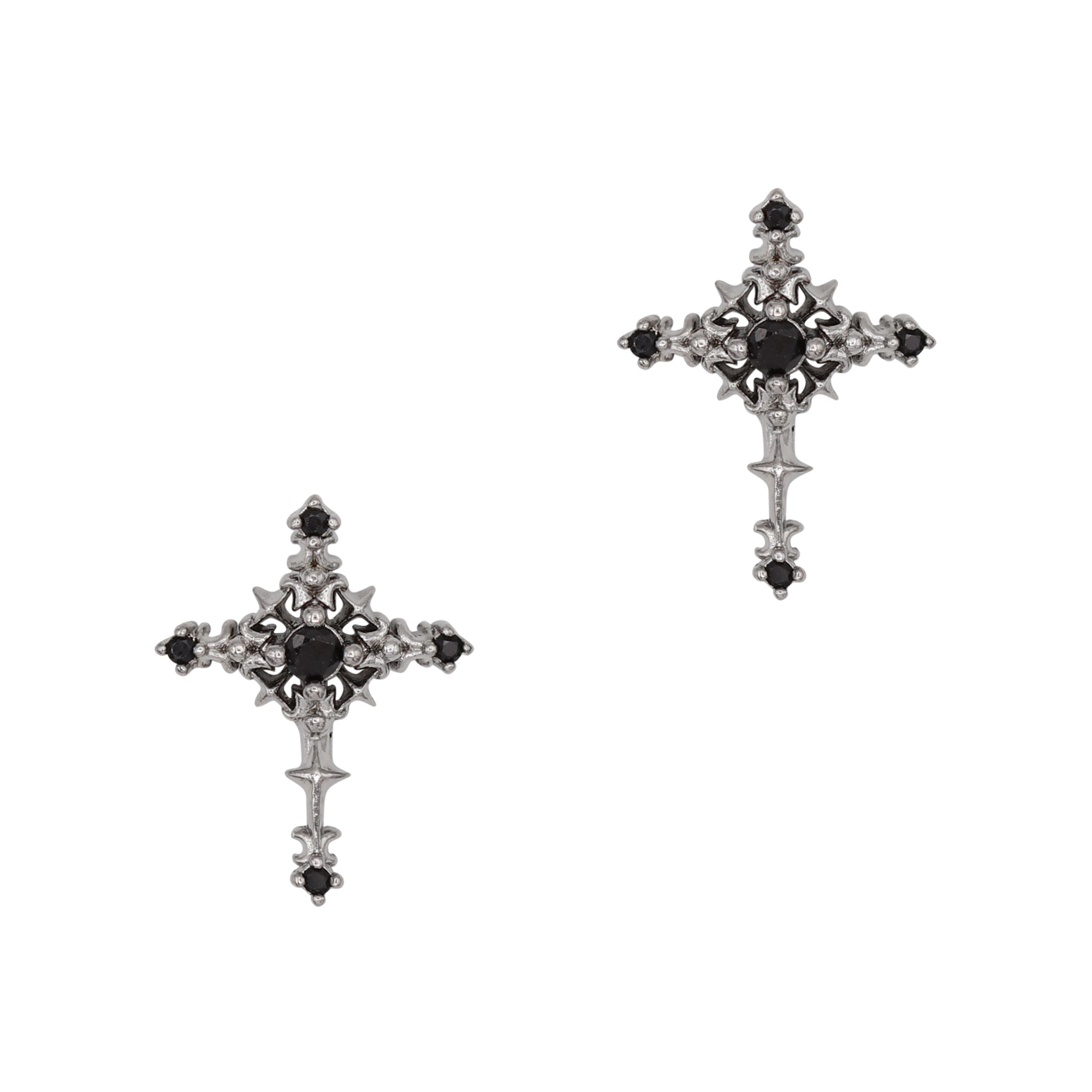 Nightfall Cross / Zircon Charm / Gunmetal Nail Jewelry 3D Vintage Goth Design