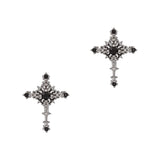 Nightfall Cross / Zircon Charm / Gunmetal Nail Jewelry 3D Vintage Goth Design