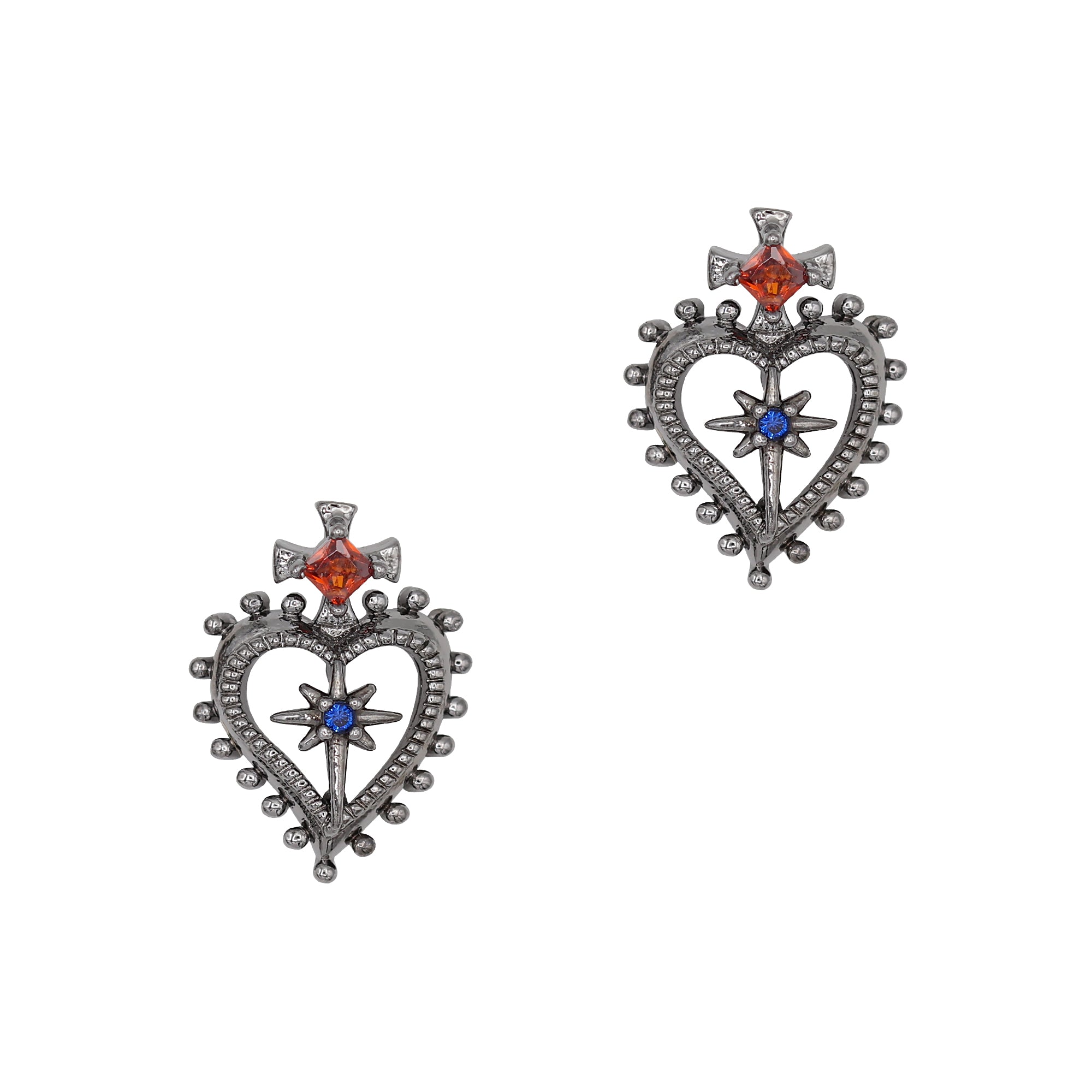 Sacred Heart / Zircon Charm / Gunmetal Goth 3D Nail Decor Jewelry Vintage Halloween