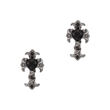 Onyx Cross / Zircon Charm / Gunmetal Black Goth Nail Jewelry 3D Decor Vintage