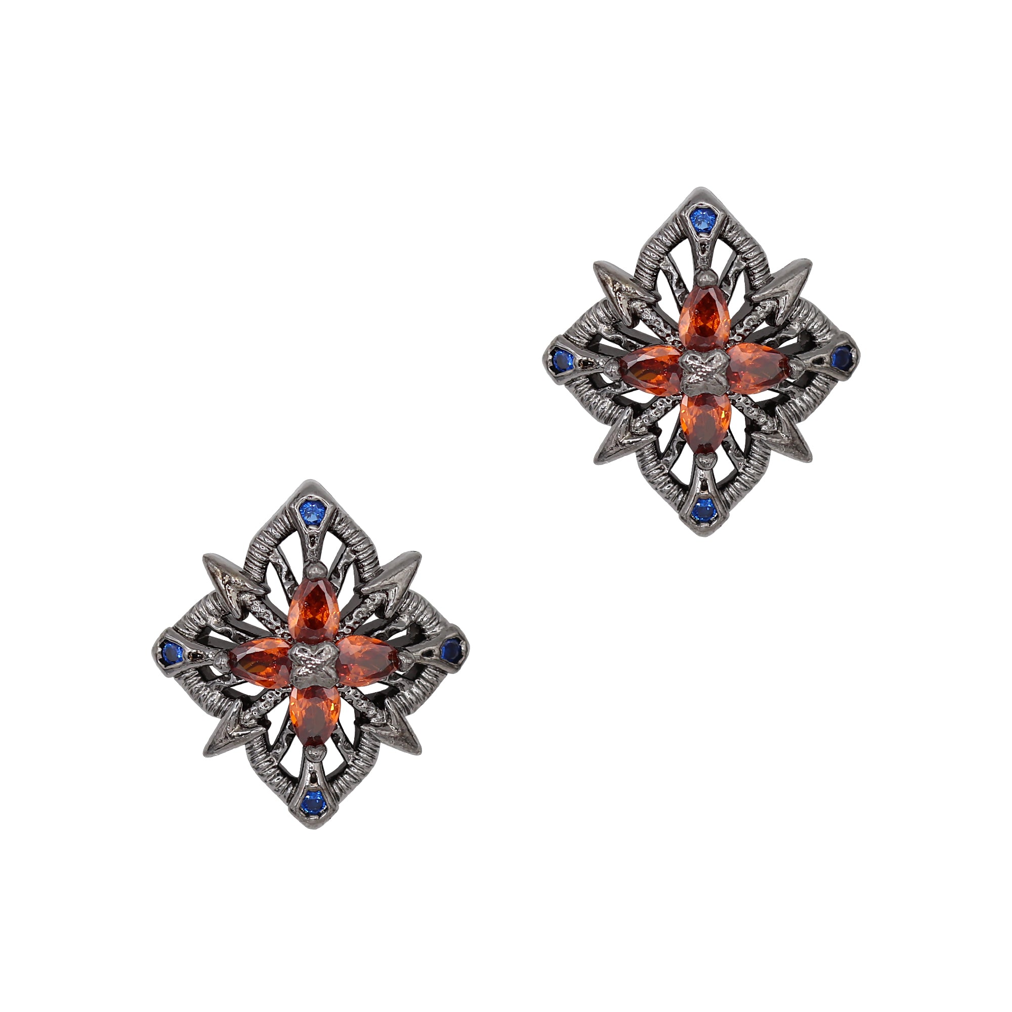 3D Nail Decor Jewelry Vintage Goth Ornate Crimson Crest / Zircon Charm / Gunmetal