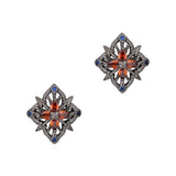 3D Nail Decor Jewelry Vintage Goth Ornate Crimson Crest / Zircon Charm / Gunmetal