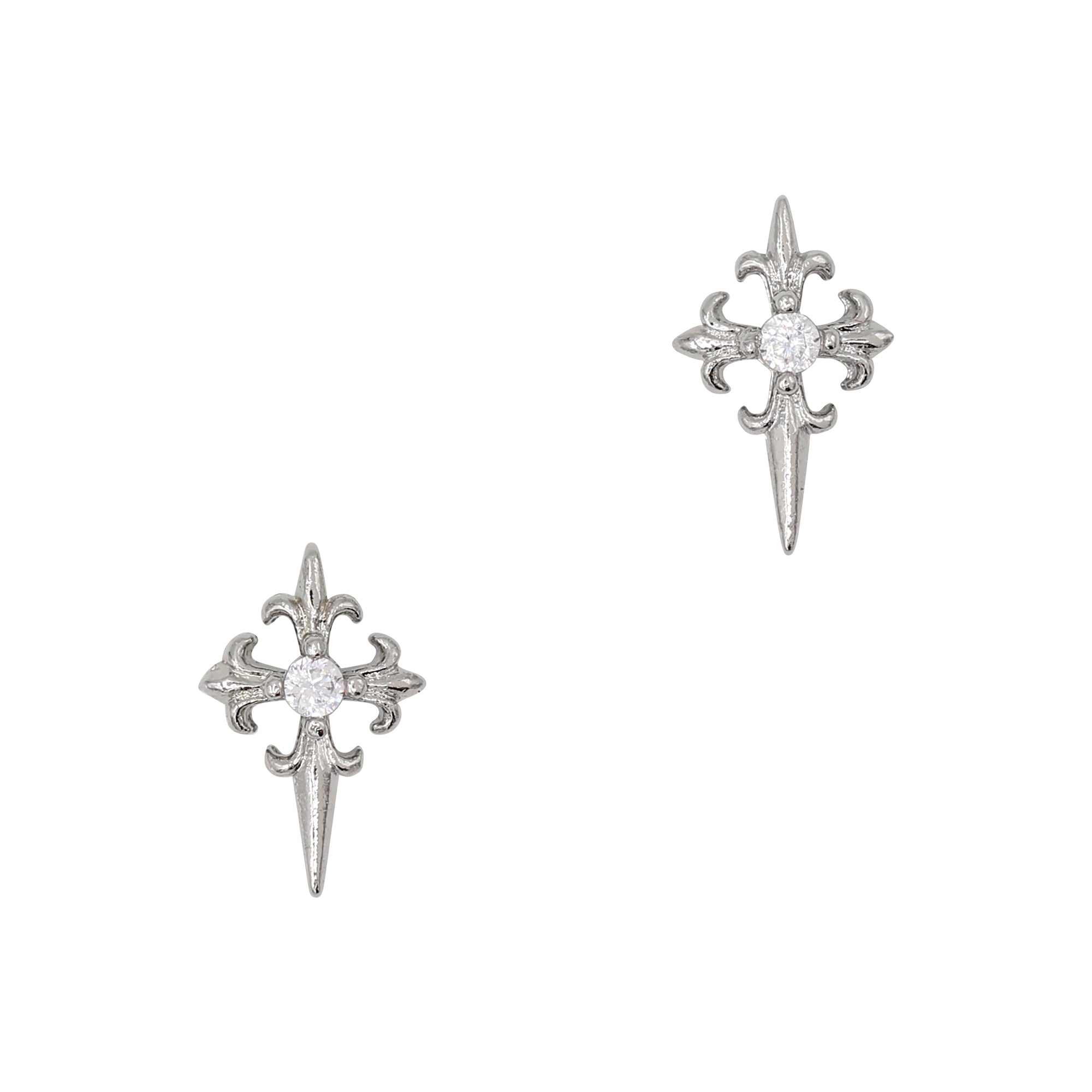 Petite Cross / Zircon Charm / Silver Nail Charm 