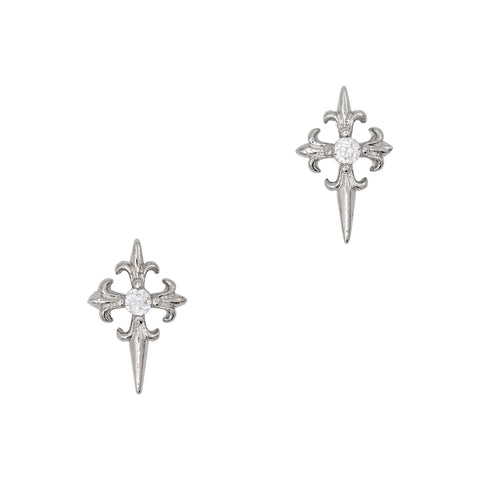 Petite Cross / Zircon Charm / Silver Nail Charm 
