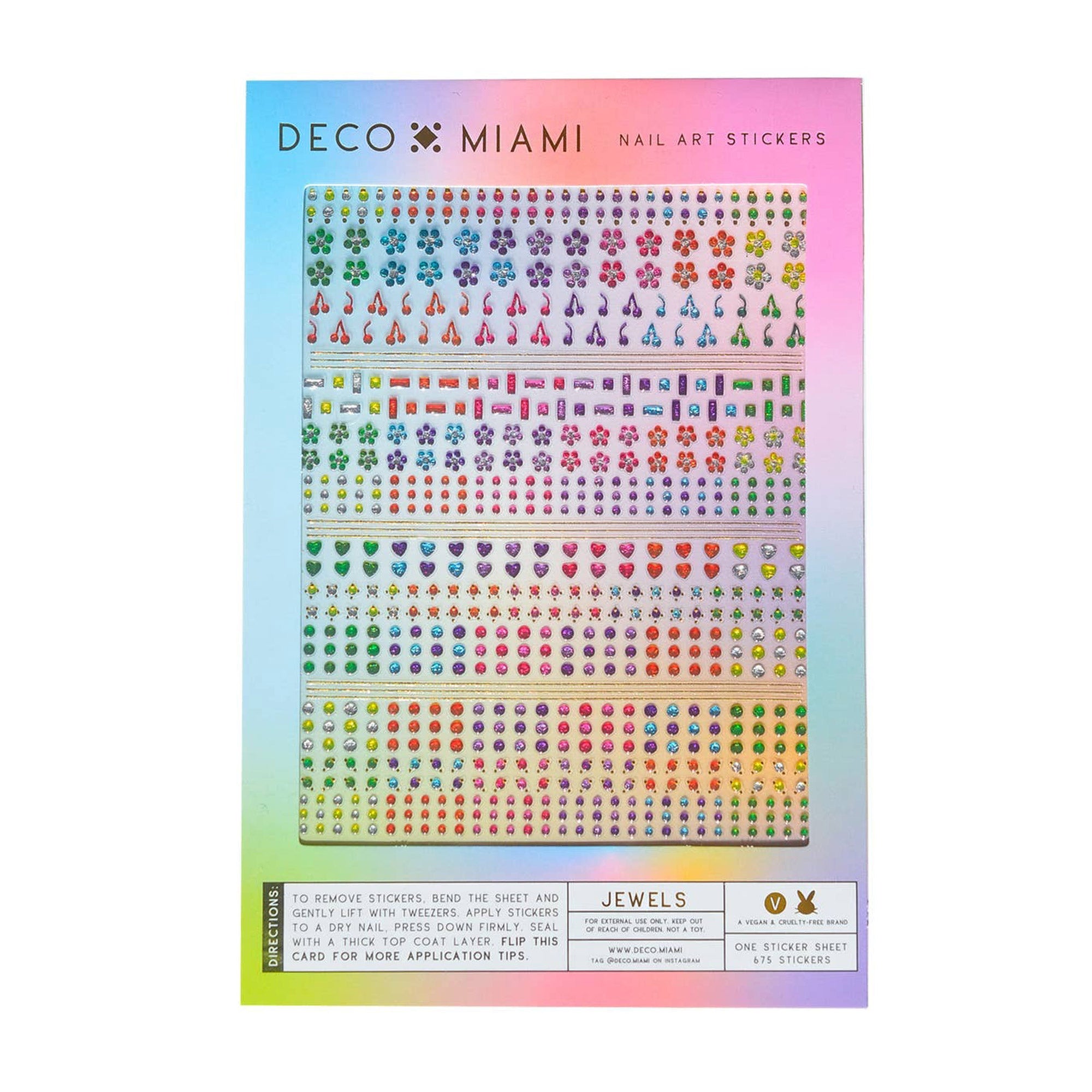 Deco Miami Nail Art Stickers / Jewels Rainbow Hearts Geometric Cherries Floral