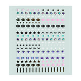 Deco Miami Nail Art Stickers / Stars In Your Eyes, Celestial, Evil eye, Dreamy, Clouds, Stars, Moons, Gold, Pink, Blue, Purple