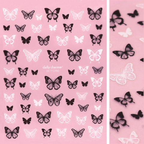 Trendy Butterfly Nail Art Sticker / Black & White