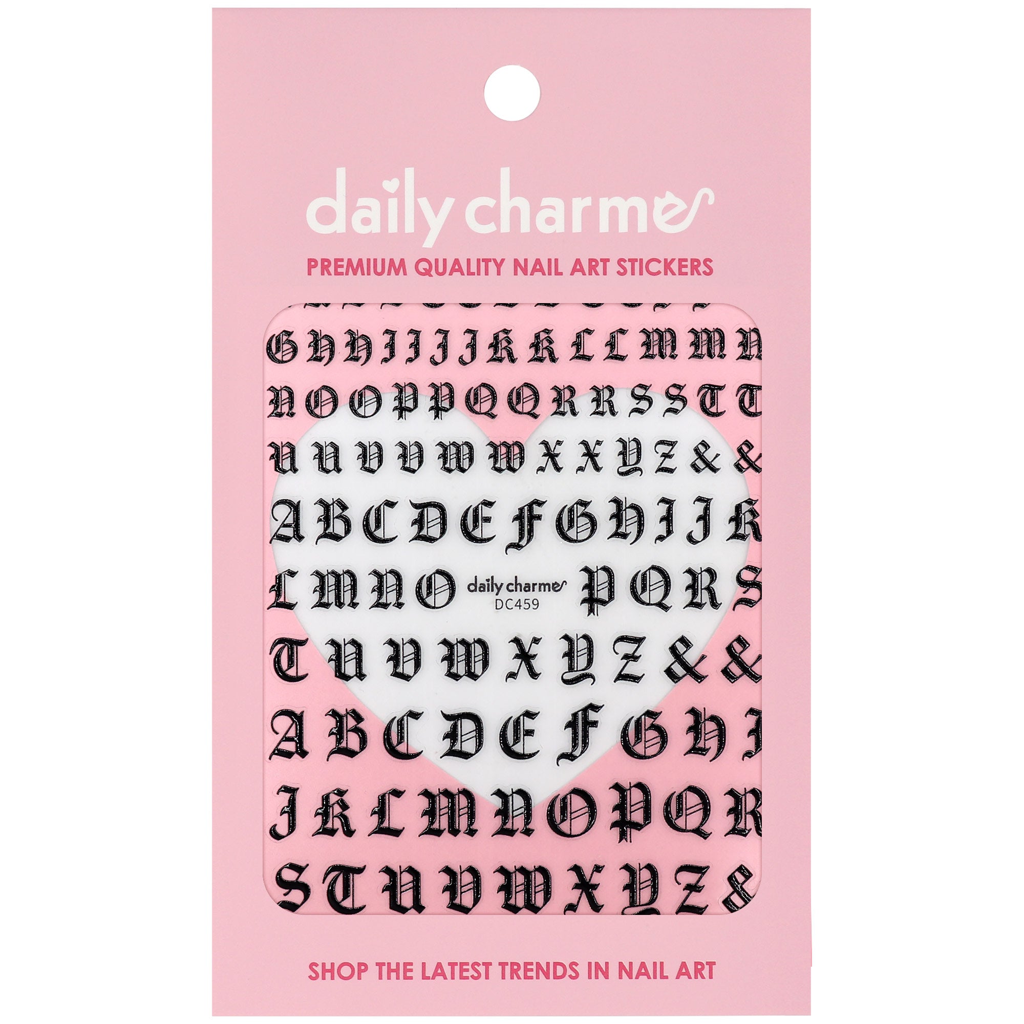 Chic Nail Art Sticker / Gothic Letters / Black Alphabet Tattoo Style Ink Design