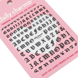 Chic Nail Art Sticker / Gothic Letters / Black Alphabet Tattoo Style Ink Design