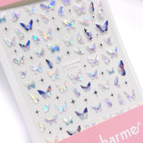 Holographic Butterfly Nail Art Sticker / Ethereal Purple White Rainbow Nail Design