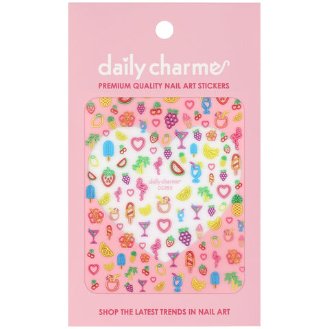 Chic Nail Art Sticker / Neon Paradise Summer Colorful Design Fruits Flower Banana Pineapple Watermelon Strawberry