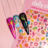 Chic Nail Art Sticker / Neon Paradise Summer Colorful Design Fruits Flower Banana Pineapple Watermelon Strawberry