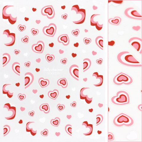 Valentine Nail Art Sticker / Retro Hearts Swirls Clean Girl Decal Design