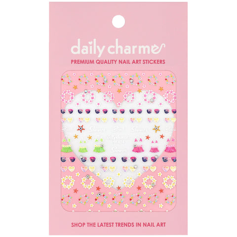 Bejeweled Nail Art Sticker / Island Getaway Sunglasses Flowers Bikini Summer Designs Crystal Wreath