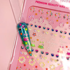 Bejeweled Nail Art Sticker / Island Getaway Sunglasses Flowers Bikini Summer Fun Designs Crystal Wreath