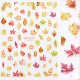 Floral Nail Art Sticker / Fall Leaves Autumn Decals Orange Yellow Maples Foliage
