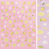 Floral Nail Art Sticker / Lemon Blossoms Summer Citrus Design Trend Fruit