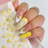 Floral Nail Art Sticker / Lemon Blossoms Summer Citrus Design Trend Fruit  Yellow