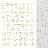 Chic Nail Art Sticker / Lucky Sweet Charms / Metallic Gold Clover Heart Butterfly