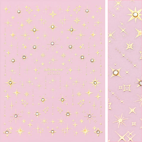 Bejeweled Nail Art Sticker / Eternal Starlight / Metallic Gold Decal Trendy Celestial