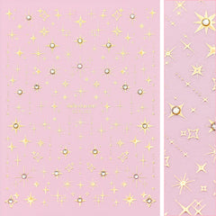 Bejeweled Nail Art Sticker / Eternal Starlight / Metallic Gold Decal Trendy Celestial