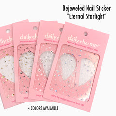 Bejeweled Nail Art Sticker / Eternal Starlight / Metallic Silver Decal Design Celestial Crystal 3D