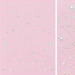 Bejeweled Nail Art Sticker / Eternal Starlight / Metallic Silver Decal Design Celestial Crystal 3D