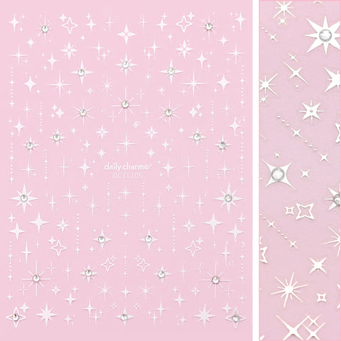 Bejeweled Nail Art Sticker / Eternal Sparkles Starlight / White 3D Crystal Decal Celestial