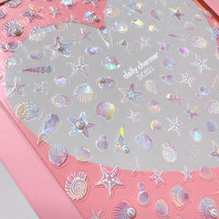 Bejewled Nail Art Sticker / Seashell Dreams Iridescent 3D Pearl Design Dreamy Pastel