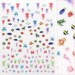 Chic Nail Art Sticker / Under the Sea Jellyfish Corals Turtle Nemo Clown Fish Aquarium Ocean Design