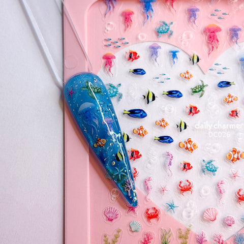 Chic Nail Art Sticker / Under the Sea Jellyfish Corals Turtle Nemo Clown Fish Aquarium Ocean Design