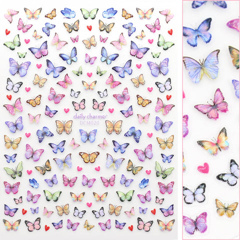 Holographic Butterfly Nail Art Sticker / Amour Love Heart Tiny Spring Summer Decals
