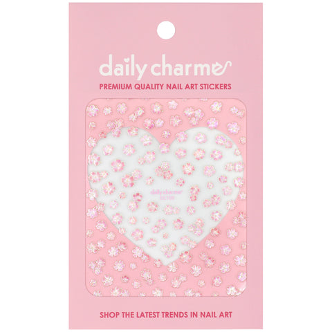 Floral Nail Art Sticker / Enchanted Petals Sakura Cherry Blossom Metallic Gold Pink Flower