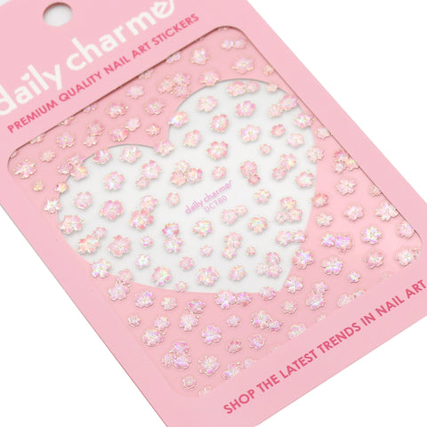 Floral Nail Art Sticker / Enchanted Petals Sakura Cherry Blossom Metallic Gold Pink Flower