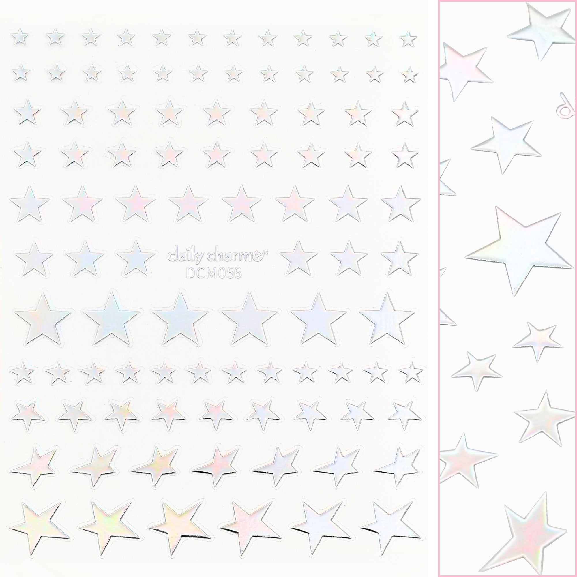 Chic Nail Art Sticker / Dazzling Stars / Holographic Silver Design Cute 