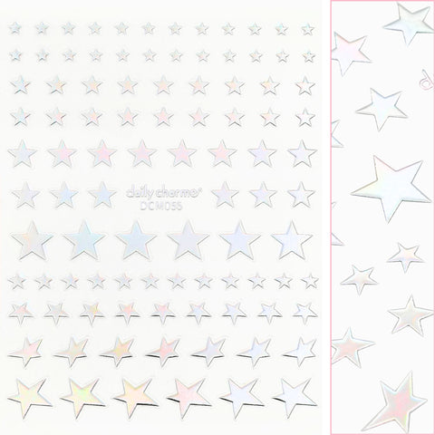 Chic Nail Art Sticker / Dazzling Stars / Holographic Silver Design Cute 