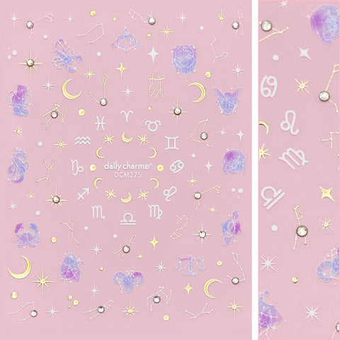 Bejeweled Nail Art Sticker / Celestial Zodiac / Gold Decal Design Horoscope Sign