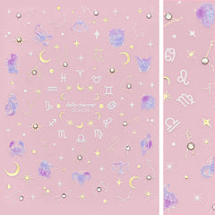 Bejeweled Nail Art Sticker / Celestial Zodiac / Gold Decal Design Horoscope Sign