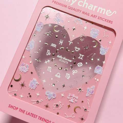 Bejeweled Nail Art Sticker / Celestial Zodiac / Gold Decal Design Horoscope Sign