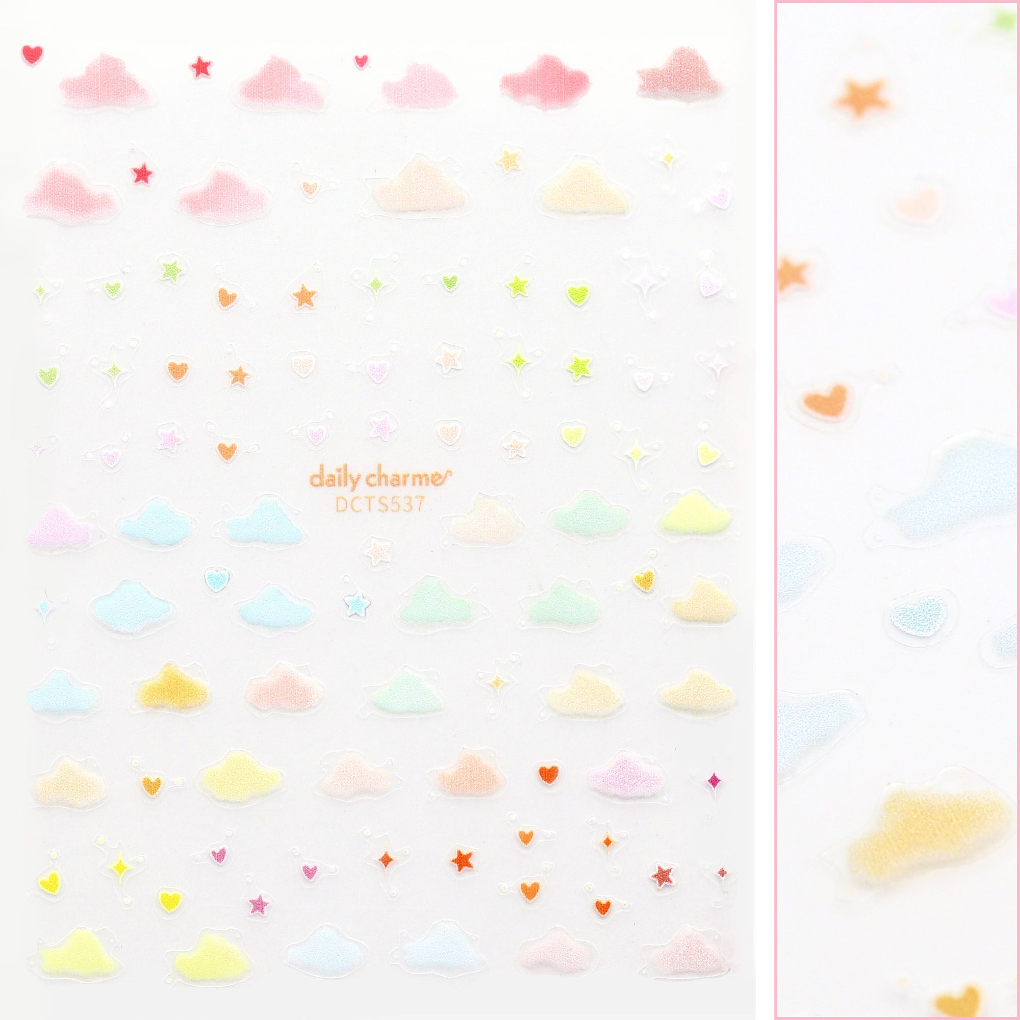 Daily Charme Nail Art | Kawaii Nail Art Sticker / Pastel Dreamy Clouds Cute Decal Rainbow