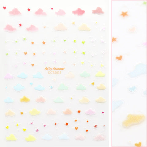 Daily Charme Nail Art | Kawaii Nail Art Sticker / Pastel Dreamy Clouds Cute Decal Rainbow